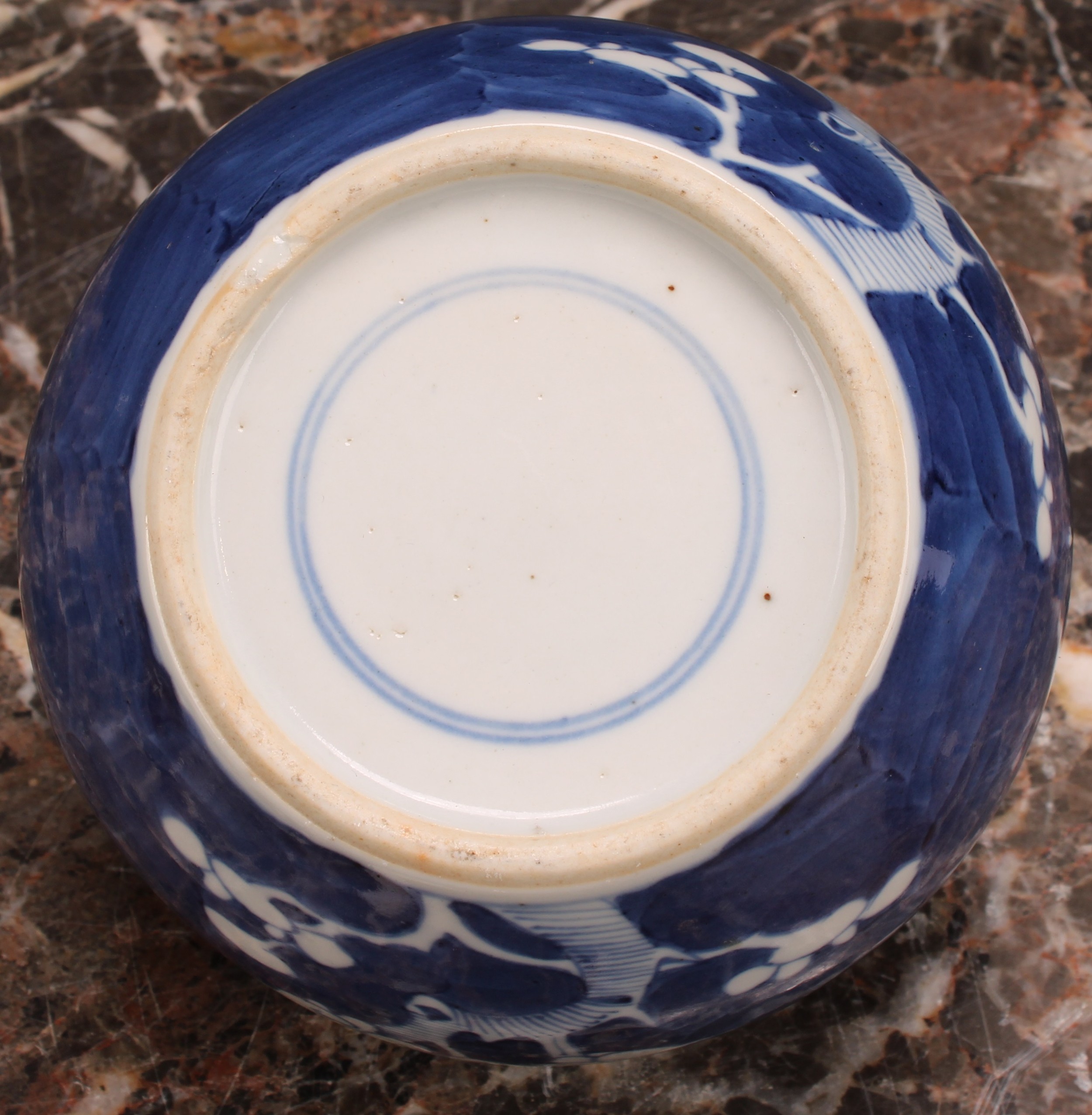 A Chinese ovoid ginger jar, painted in tones of underglaze blue with blossoming prunus on a ground - Image 9 of 9