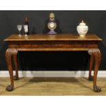 A George I Revival Irish walnut serving table, burr banded rectangular top with moulded edge above a