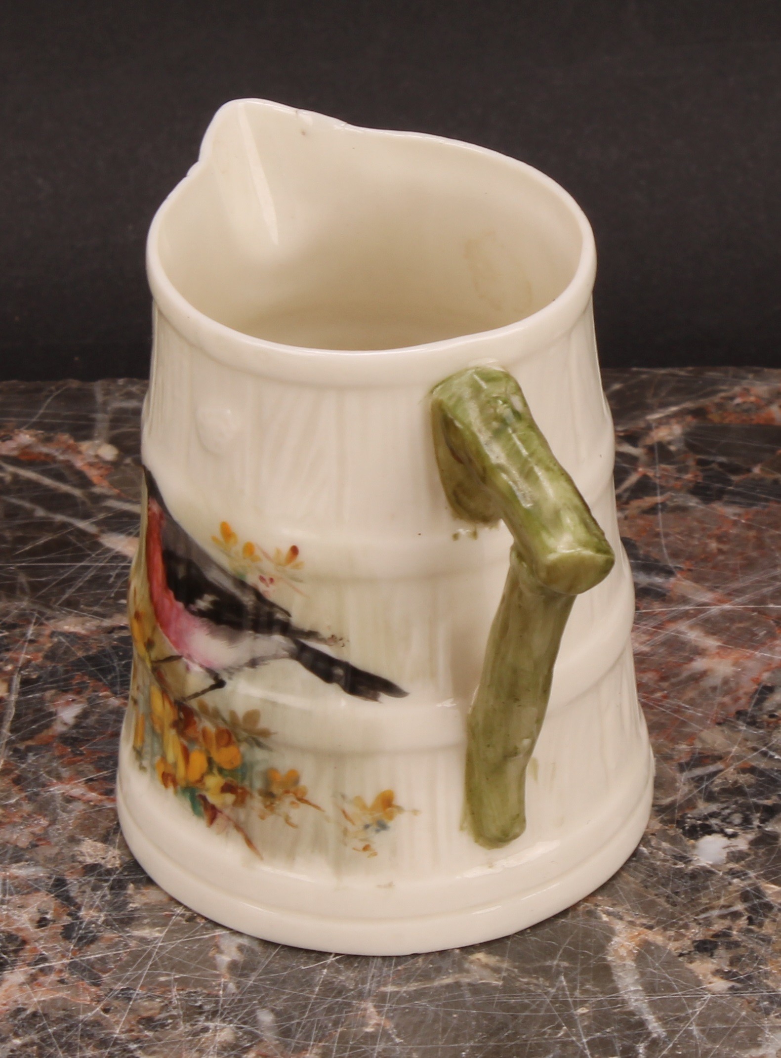 A Royal Worcester barrel shaped jug, painted by W. Powell, signed, with a Goldfinch, 7cm high, - Image 8 of 13