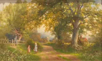 Frank Gresley (1855-1936) A Derbyshire Lane signed, oil on canvas, 39.5cm x 65cm