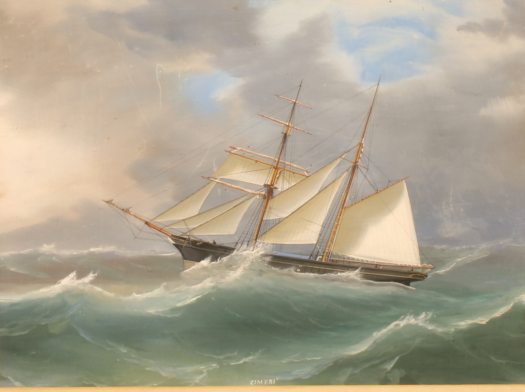 Circle of Antonio de Simone (19th century) The Two Masted Schooner Cimbri, gouache, 42cm x 56cm