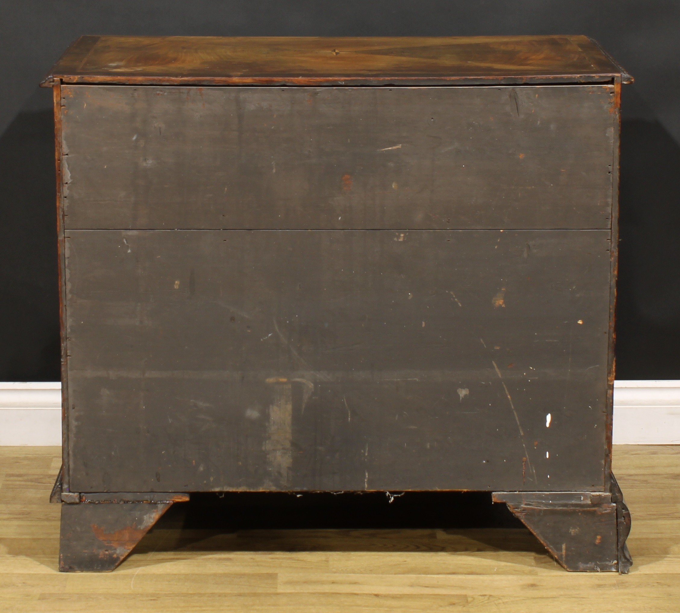 A George III mahogany kneehole desk, rectangular top with moulded foliate carved edge centred by a - Image 6 of 6