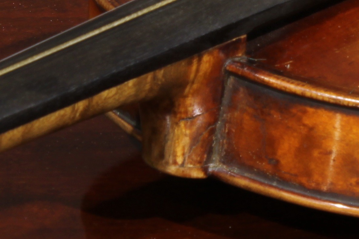 A violin, the two-piece maple back 35.5cm long excluding button, paper label printed Copy of Gio - Image 4 of 14