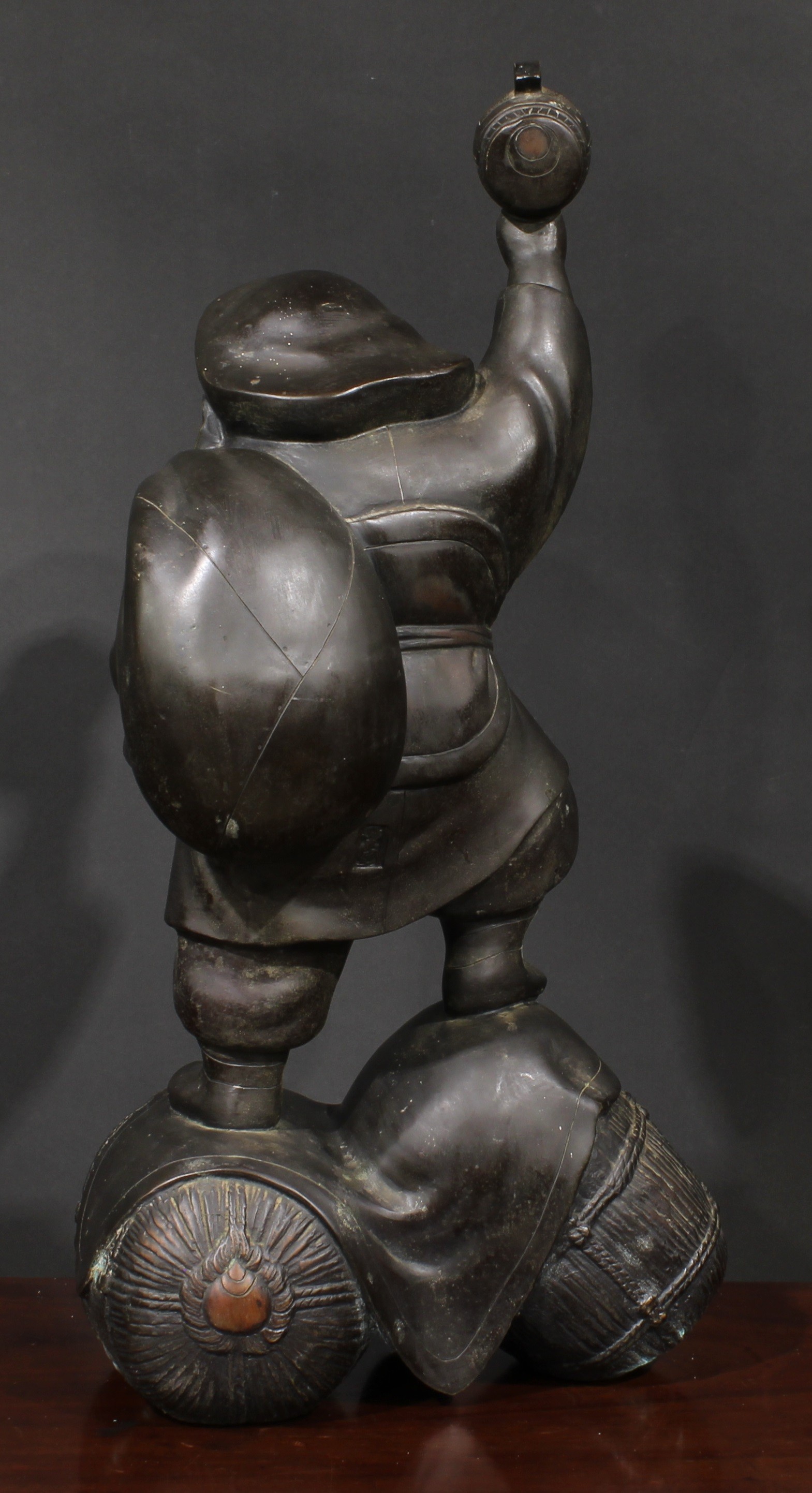 A large Japanese bronze figure, Daikokuten, the syncretic Japanese deity of fortune and wealth, 65cm - Image 3 of 3