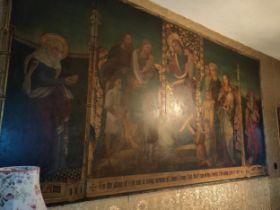 Pre-Raphaelite School (19th century) A substantial architectural triptych, Presentation of Christ to