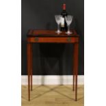 A Sheraton Revival rosewood crossbanded satinwood rectangular side table, of small and neat