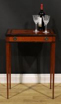 A Sheraton Revival rosewood crossbanded satinwood rectangular side table, of small and neat