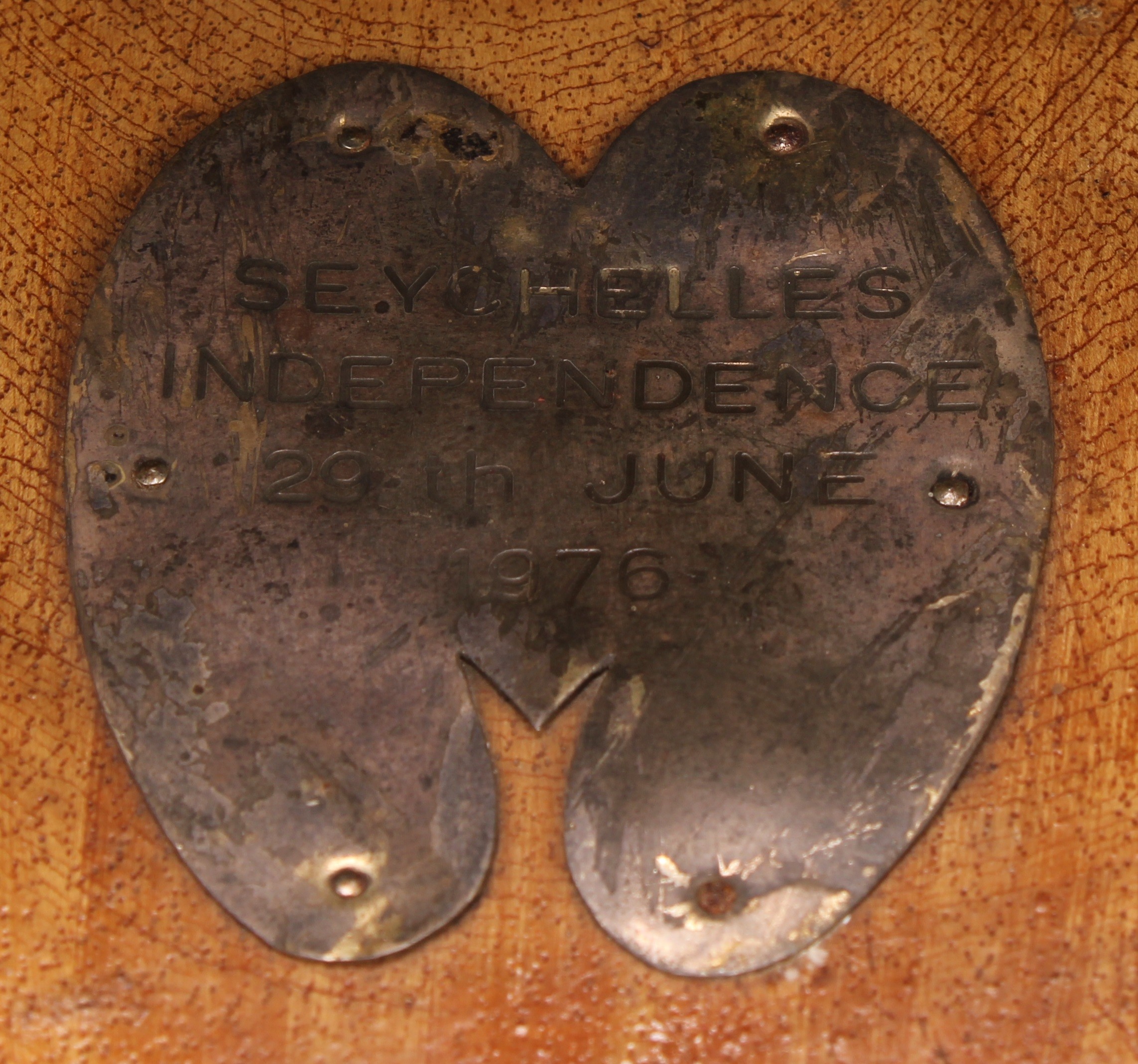 Natural History - a coco de mer (lodoicea), mounted for display, the base with silver coloured metal - Image 5 of 5