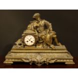 A late 19th century brass figural mantel clock, 9.5cm enamel dial inscribed J&L MOLE, 36 NEW ST.,