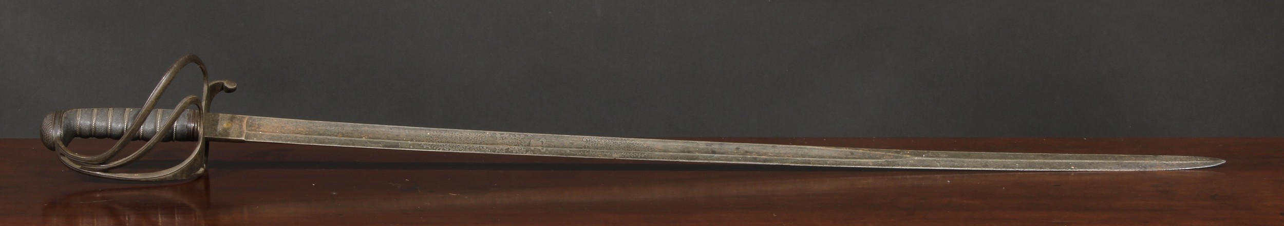 A Victorian 1821 pattern officer’s sword, by Wilkinson, 89.5cm single edge fullered blade etched - Image 2 of 3