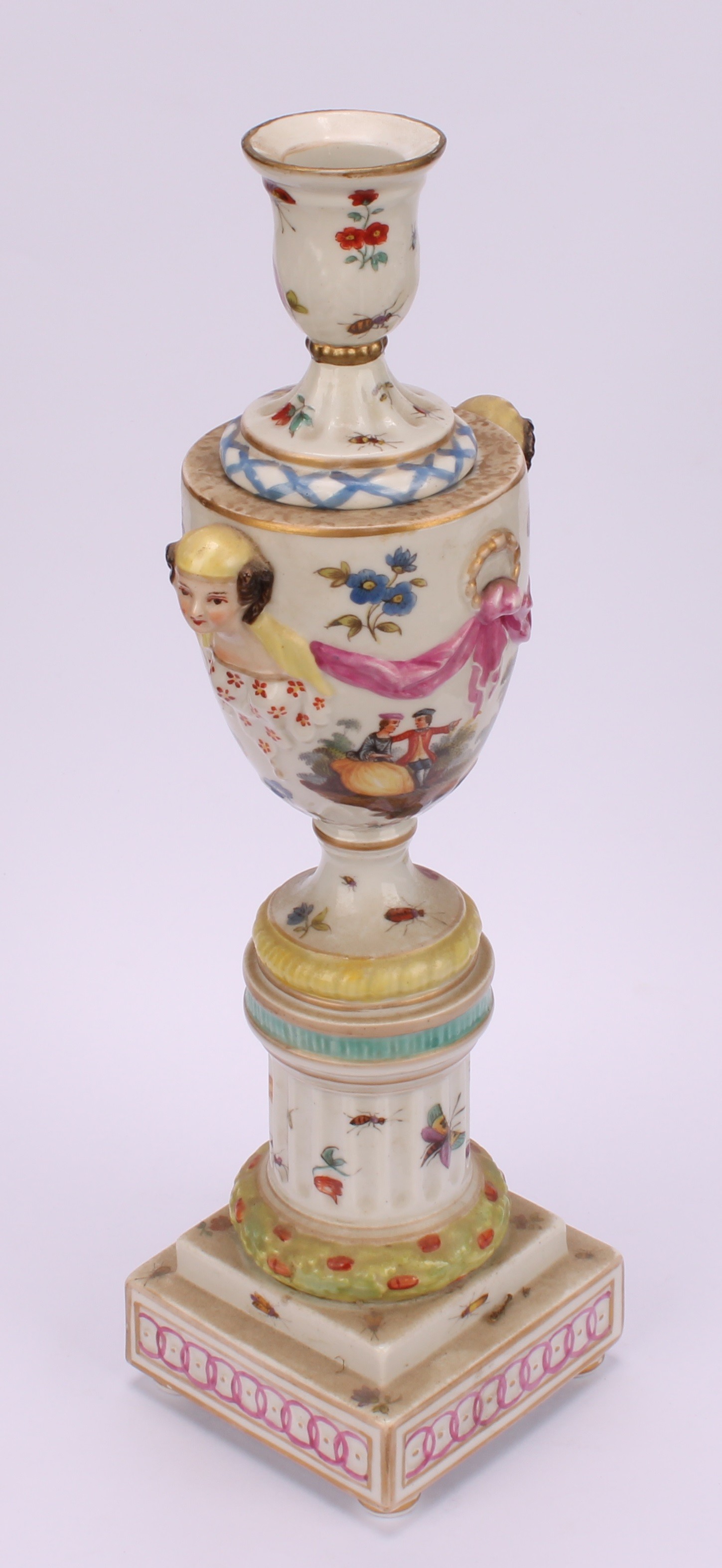 A pair of Berlin porcelain cassolettes, each as a pedestal urn on column support, stepped square - Image 8 of 10