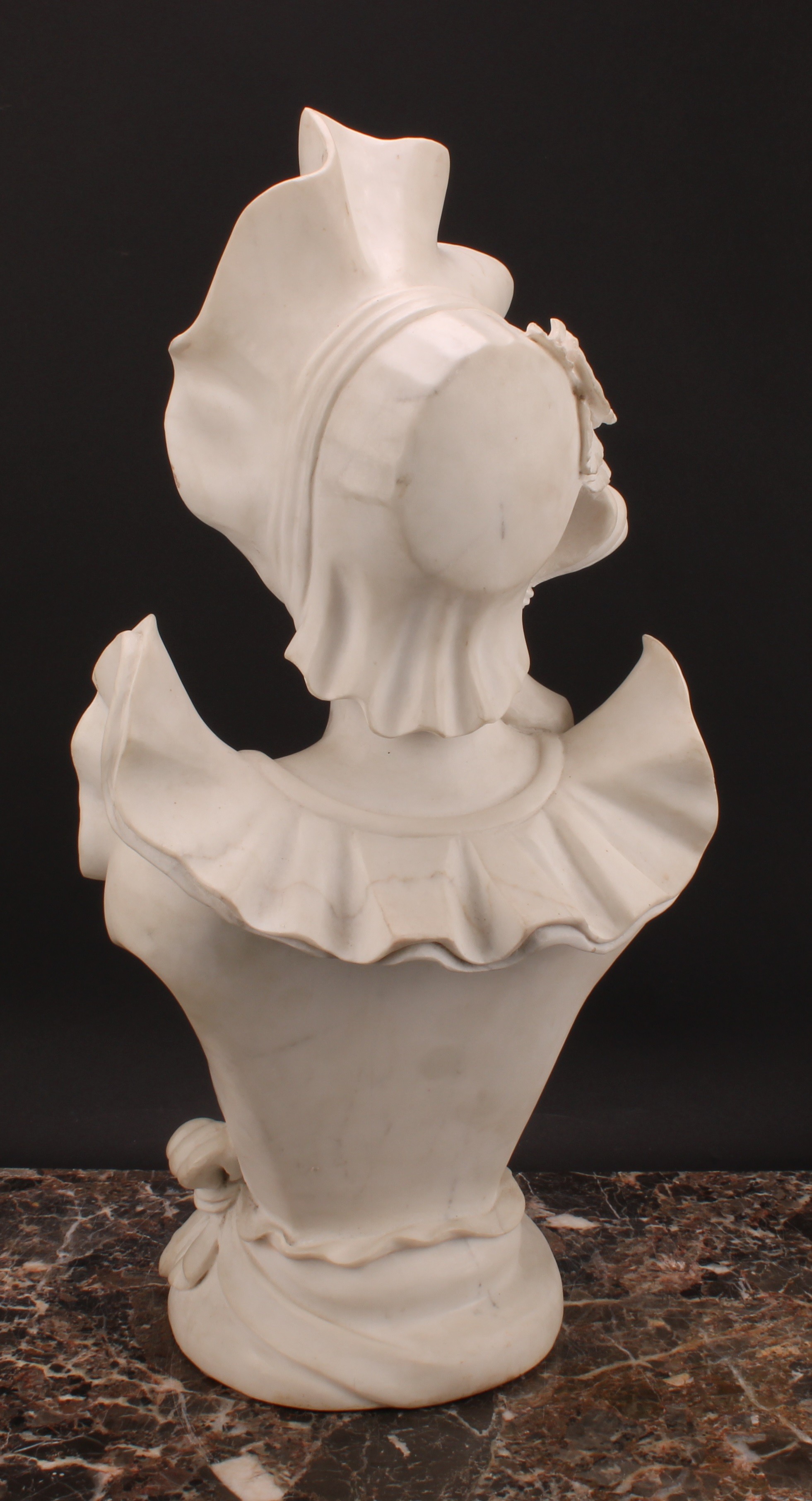 Continental School, a white marble bust, à la mode maiden, 57cm high - Image 5 of 5