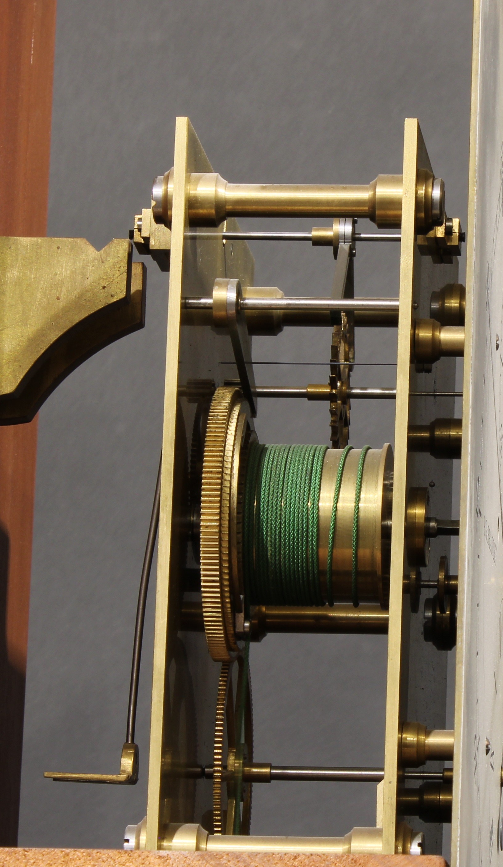 A 19th century style mahogany regulator hall clock, 30cm square silvered dial inscribed P.G. - Image 5 of 6