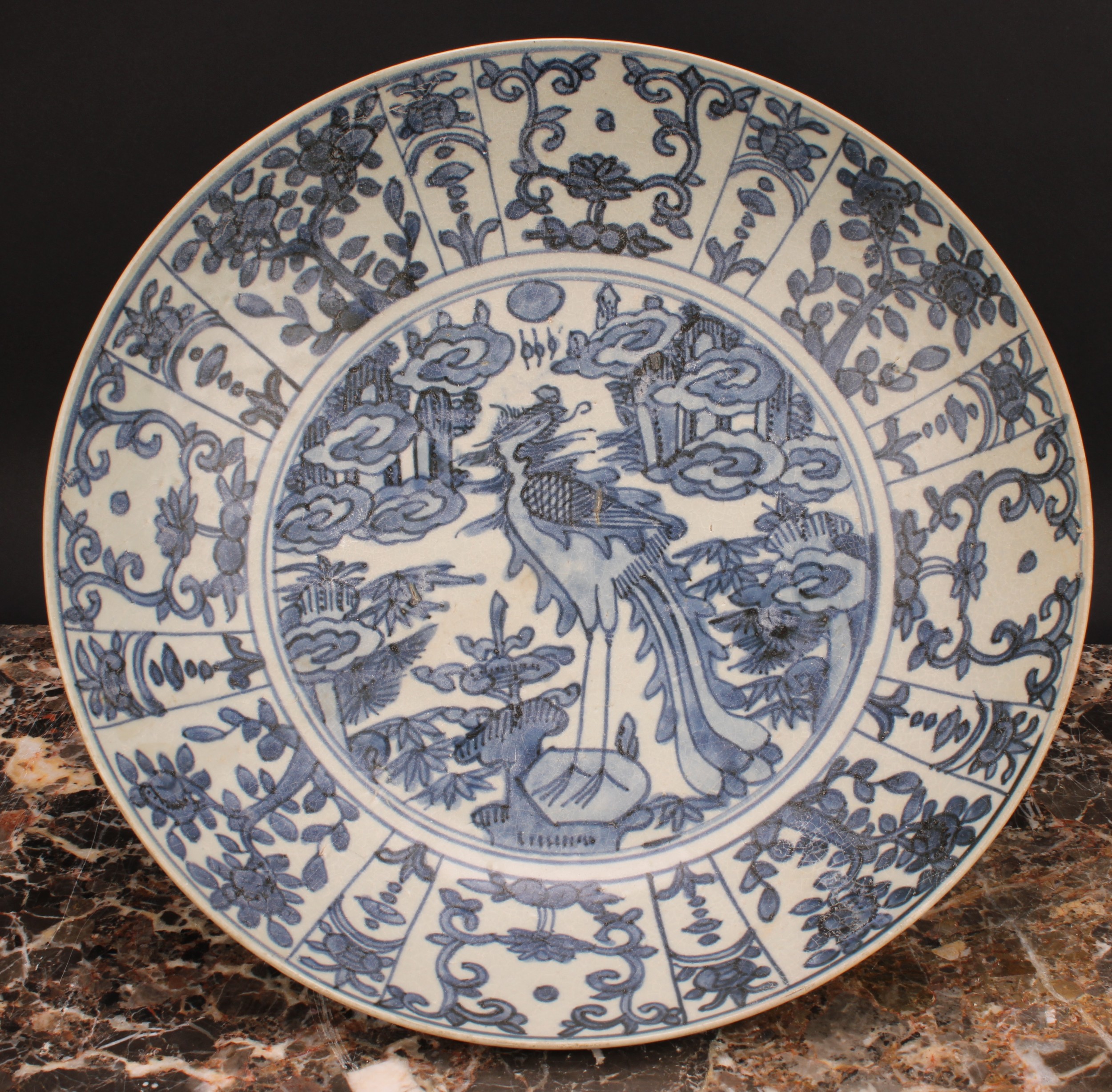A pair of 17th century Chinese shipwreck porcelain dishes, painted in tones of underglaze blue - Image 2 of 5