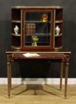 A Louis XVI Revival gilt metal mounted brass strung and parcel gilt mahogany salle d'etude