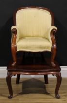 A Victorian walnut and mahogany combination child’s high chair and table, 75cm high overall, the