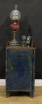 Mid-Century Industrial Salvage - a painted steel engineer’s or machinist’s work station cabinet,