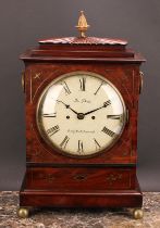 A Post-Regency mahogany and brass marquetry bracket clock, 19cm circular enamel dial inscribed Jn.