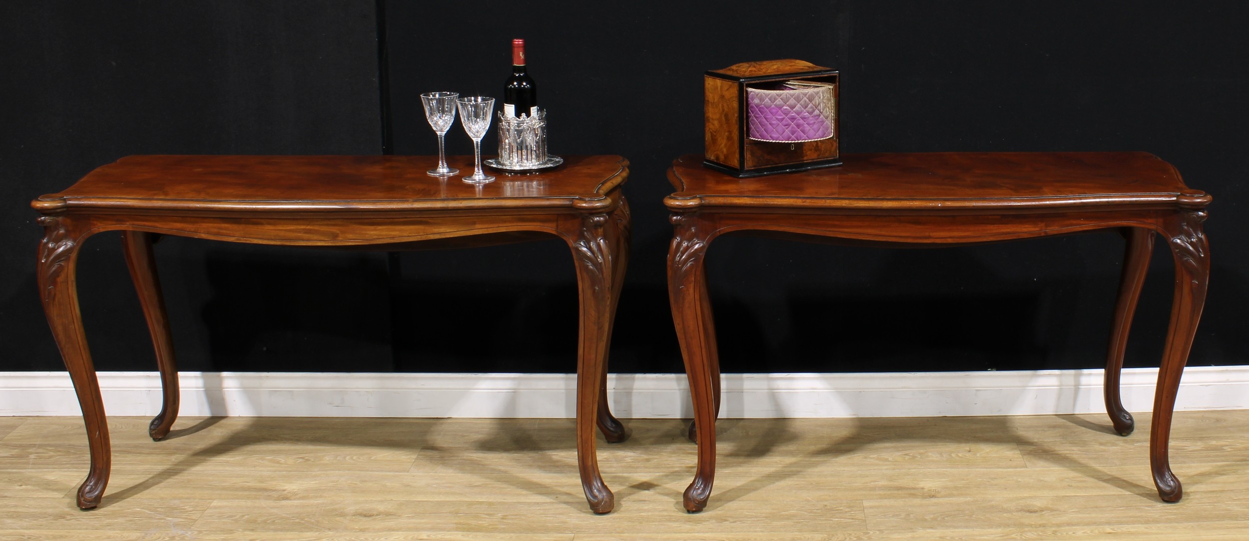 A pair of unusual 19th century mahogany pier/occasional dining tables, in the French Hepplewhite