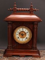 A late 19th century American mahogany architectural mantel clock, Eight Day Sussex Strike, by The