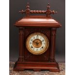 A late 19th century American mahogany architectural mantel clock, Eight Day Sussex Strike, by The