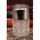 Sampson Mordan & Co - a Victorian silver and hobnail-cut clear glass smelling salts bottle, hinged