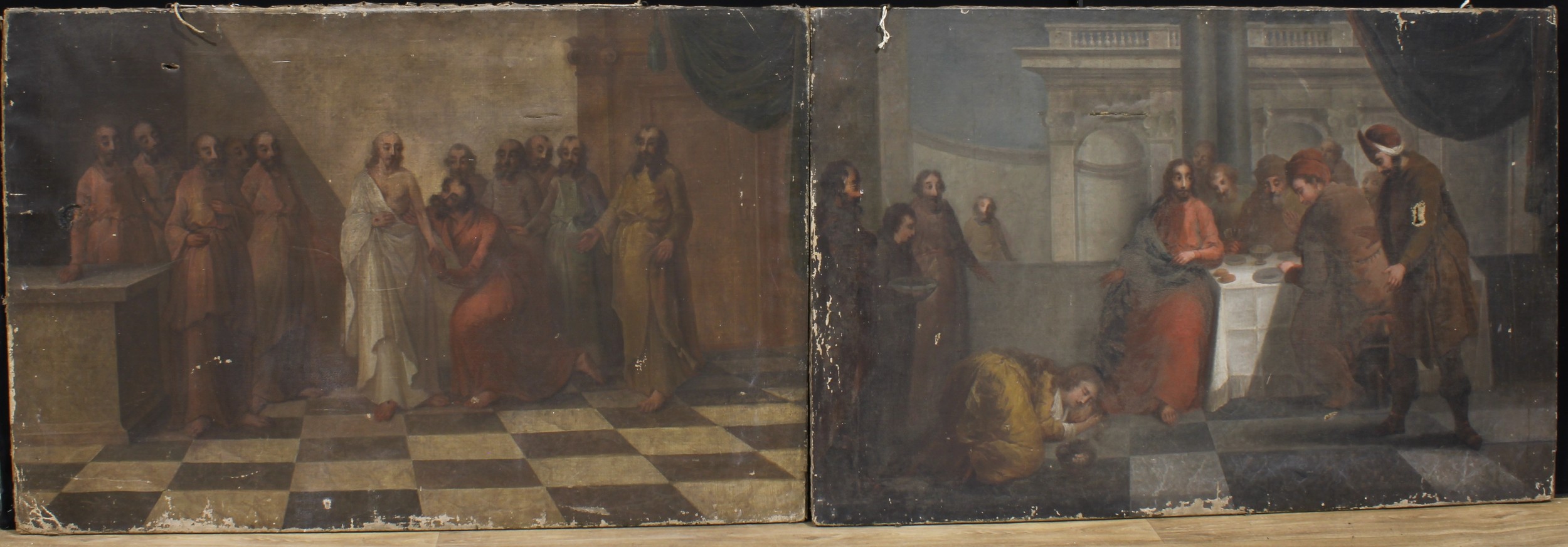 Continental School (19th century) a pair, The Last Supper and The Incredulity of Saint Thomas, oil