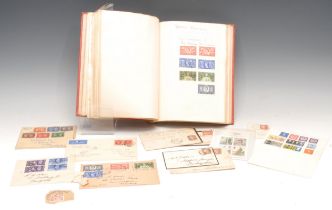 Stamps - GB small album 1840 - 1970, QV 1d black, four margins, various S/printed, etc, strip of six