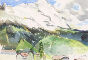 Hal Yates (1907 - 1978) Snow Covered Mountains signed, dated 64, watercolour, 37cm x 53cm