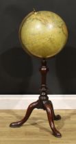 A George III mahogany floor-standing terrestrial globe, the printed gores by Mang’s, Stuttgart,