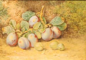 William Henry Hunt (1790-1864) Still Life, Plums and Gooseberries signed, watercolour, 23.5cm x 34cm