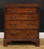 A 19th century mahogany bachelor’s chest, rectangular folding top above four long cockbeaded