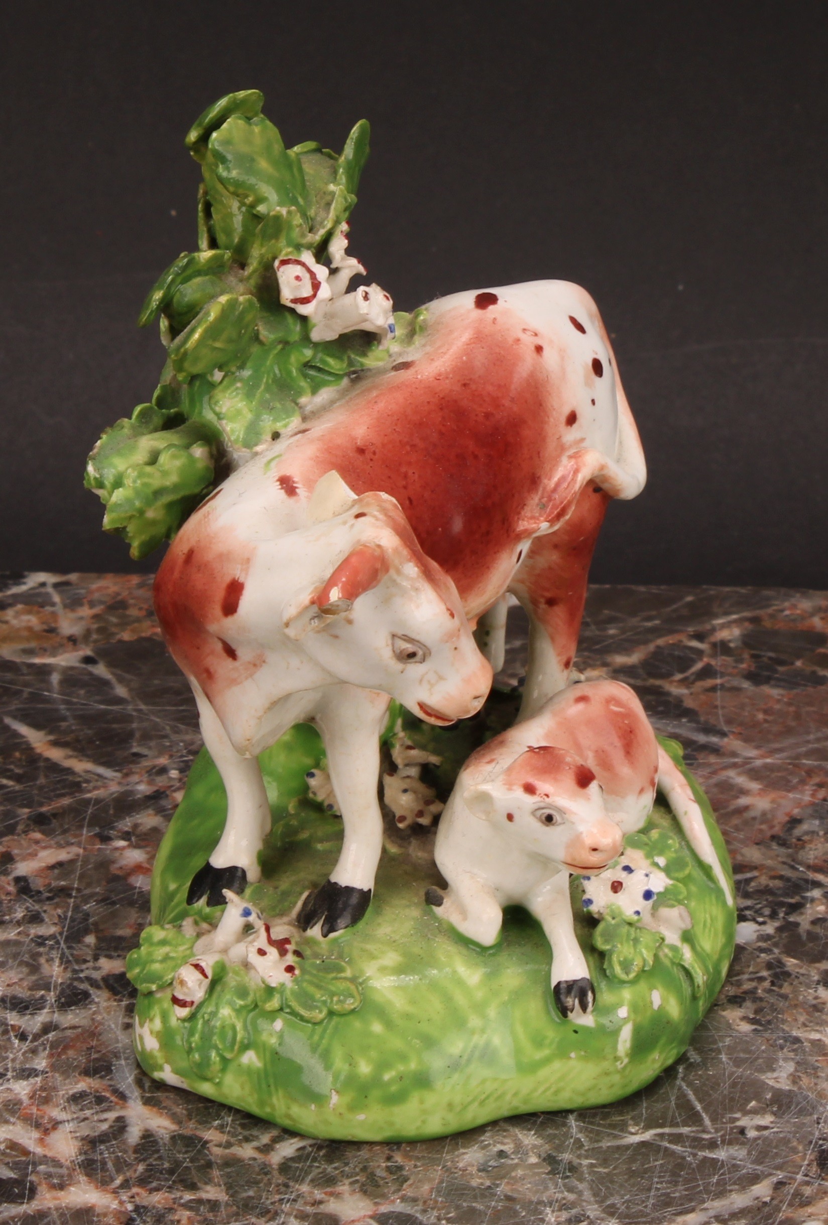 A Derby model, of a cow and her calf, beside a tree, 15cm high, c.1815; others similar (3) - Image 8 of 14