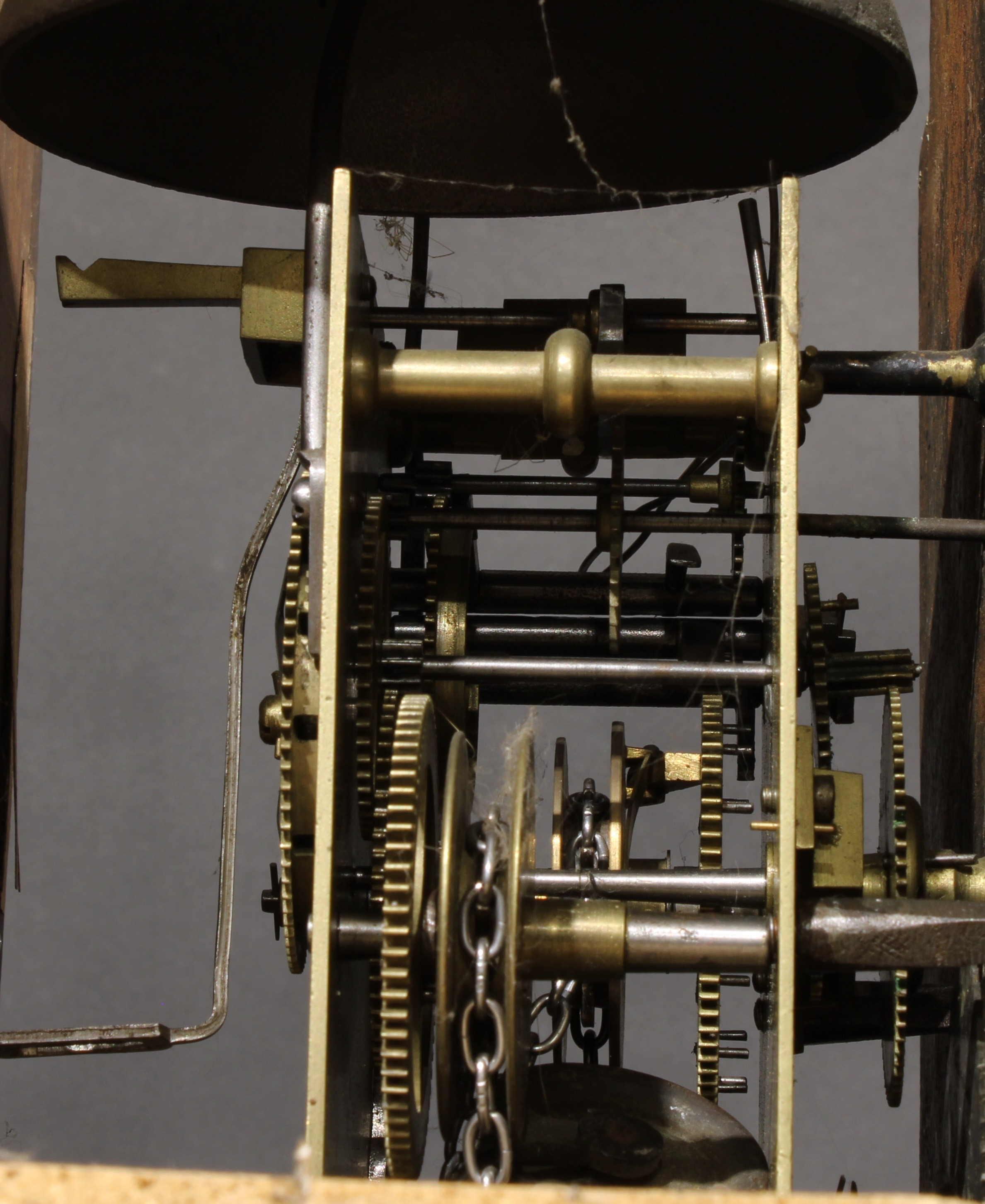 A George III mahogany and oak longcase clock, 31cm arched painted dial inscribed Jno Rogers, - Image 5 of 6