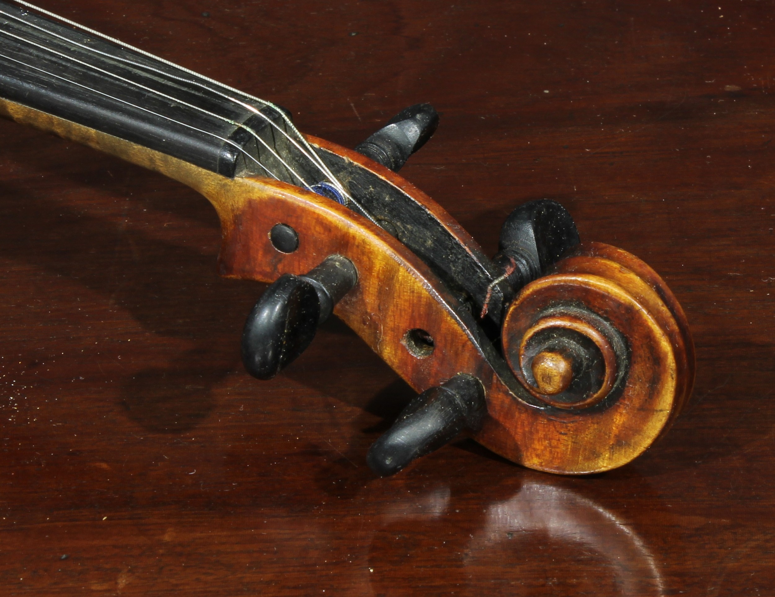 A violin, the two-piece back 36cm long excluding button, Stradiuarius 1721 label, ebonised tuning - Image 9 of 10