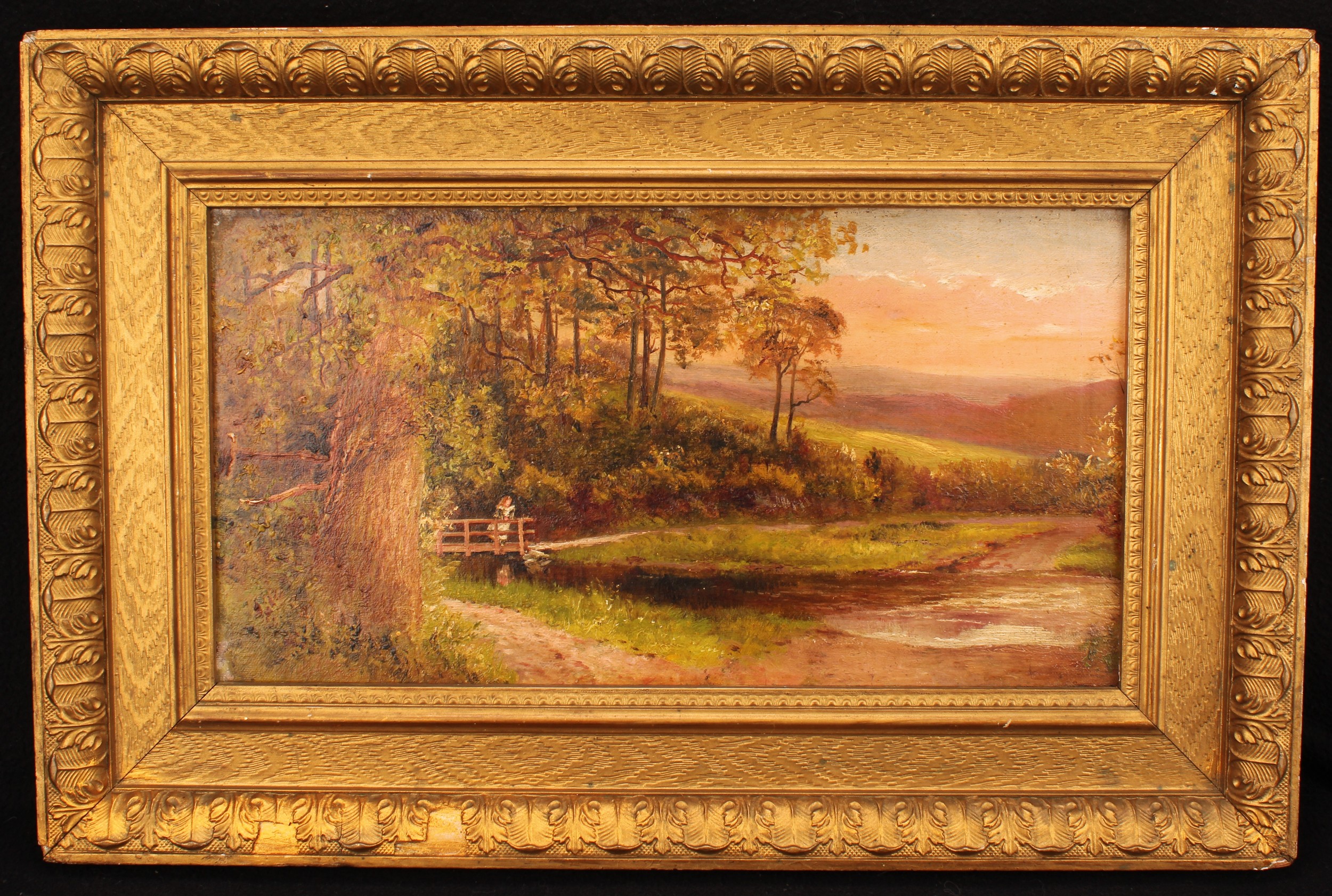 English School (19th century) The Rickety Bridge, oil on canvas, 19.5cm x 38cm - Image 2 of 3