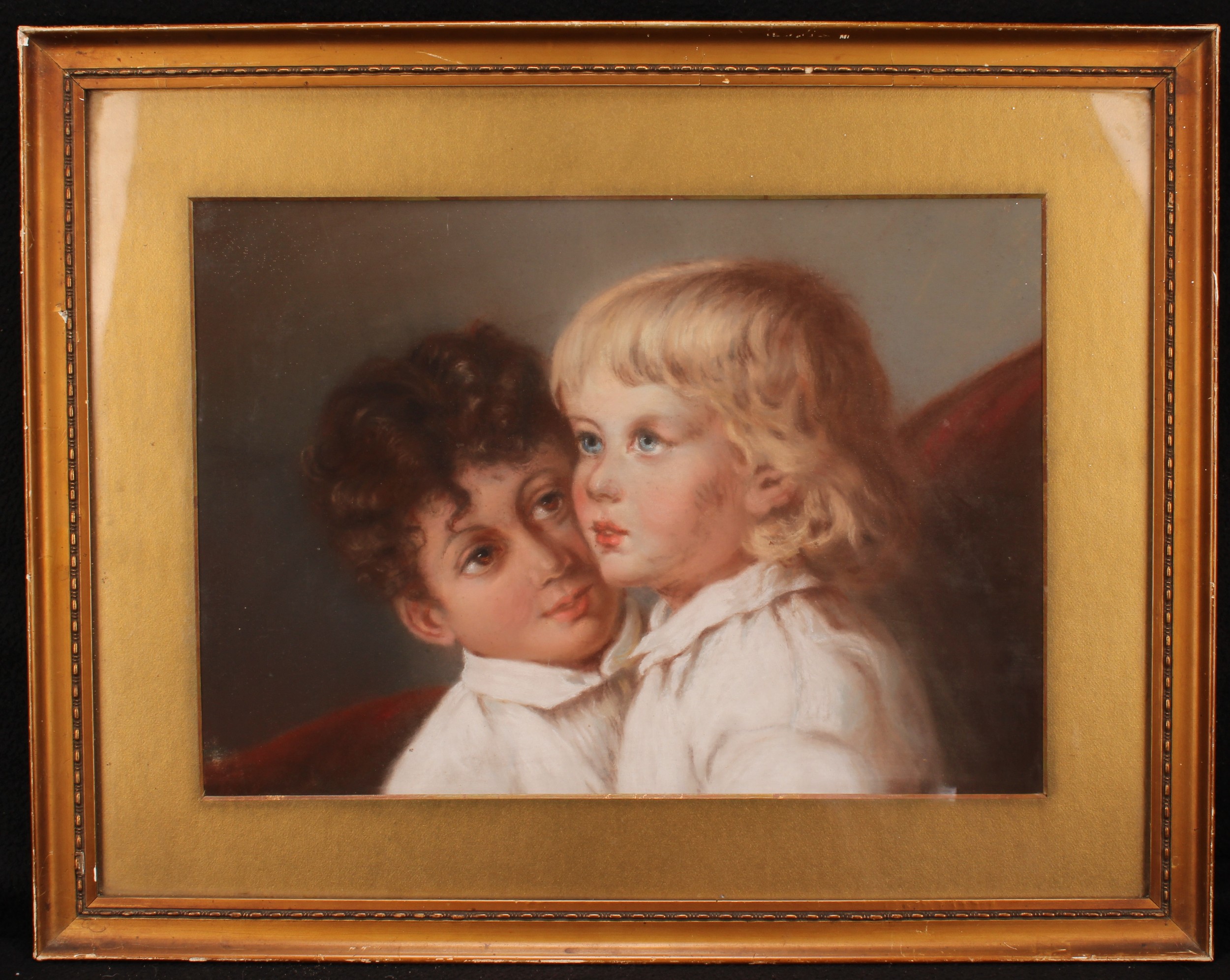Continental School (early 20th century) Siblings, pastel, 27cm x 38cm - Image 2 of 3