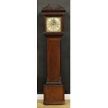 A George III oak longcase clock, 30.5cm square brass dial with silvered chapter ring inscribed