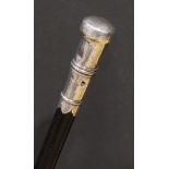 A Queen Anne/George I silver walking cane handle, of traditional 'ivory and pique' design, inscribed