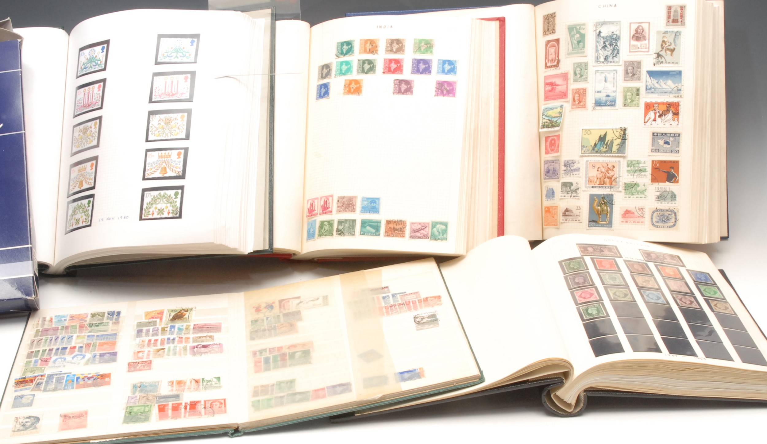 Stamps - four boxed stamp albums, GB and All World collection, GB QV-1992, f/v approx £100, china - Image 3 of 4