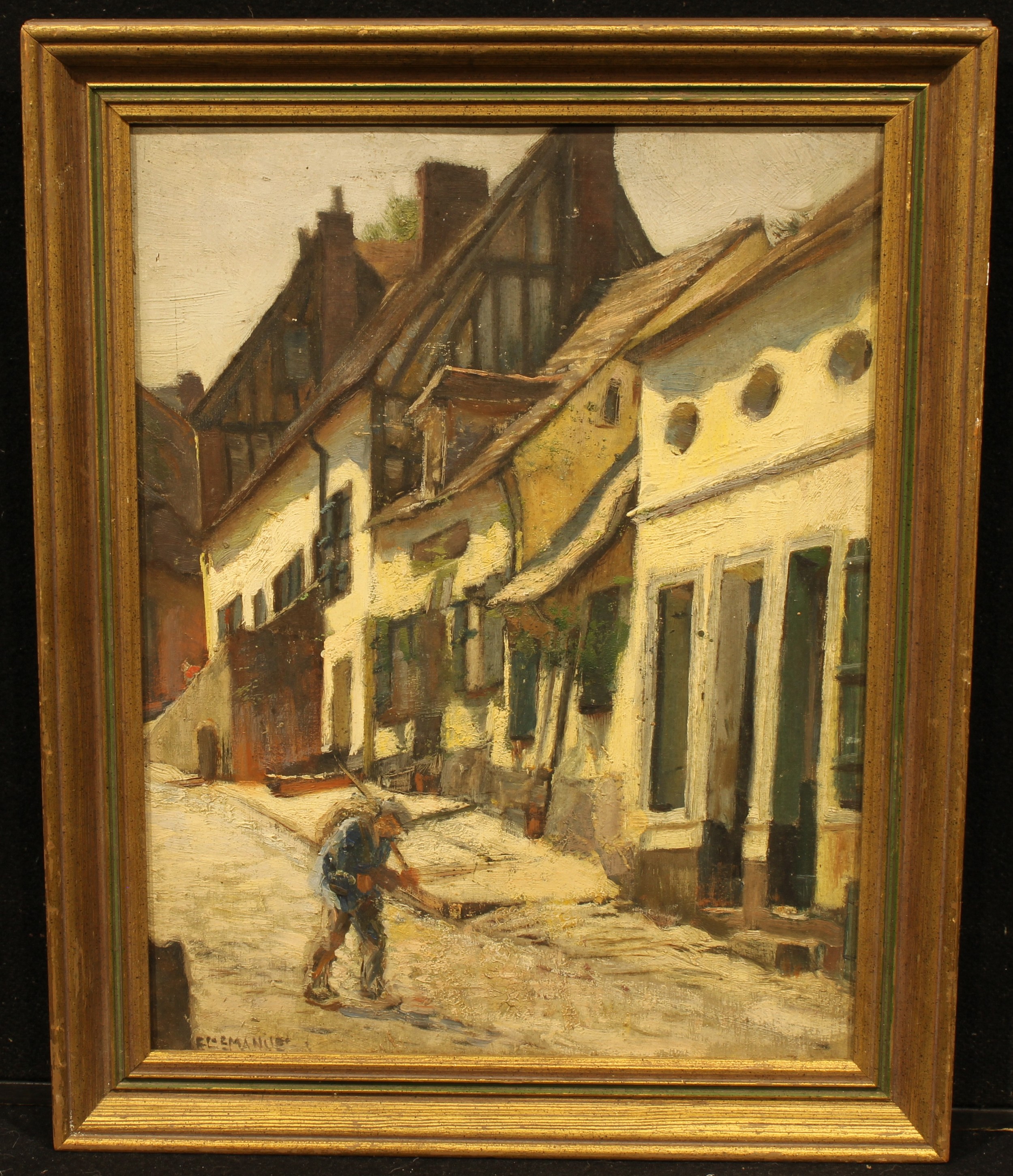 **manile (French, early 20th century) Off to Work indistinctly signed, oil on panel, 33cm x 25cm - Image 2 of 4