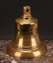 A 19th century brass bell, marked GR, 29cm high