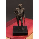 English School (19th century), a dark patinated bronze, King George IV, black marble base, 18.5cm