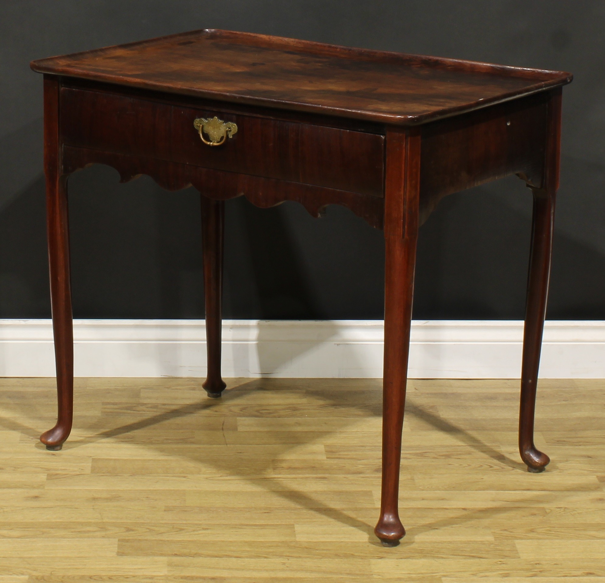 A George II mahogany silver table, dished rounded rectangular top above a long frieze drawer, shaped - Image 5 of 6
