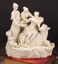 A large Italian blanc de chine porcelain figure group, Ratto d'Europa, after Titian, 31cm high,