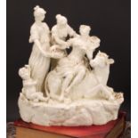 A large Italian blanc de chine porcelain figure group, Ratto d'Europa, after Titian, 31cm high,