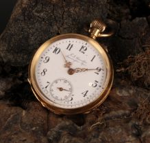 A small 18ct gold fob watch, F A Chandler, Leamington Spa, subsidiary seconds dial