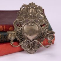 A 19th century Dutch silver girandole, of small proportions, cast in the Rococo taste, the back