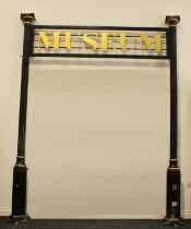 Salvage & Reclamation - a cast aluminium and steel entrance sign, MUSEUM, removed from