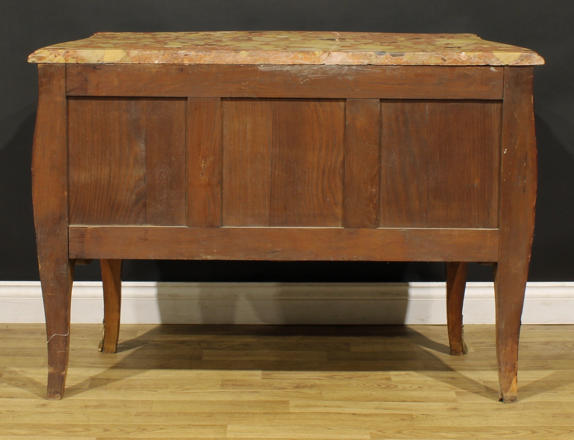 A Louis XV Revival gilt metal mounted kingwood and marquetry bombe commode, marble top above two - Image 5 of 5